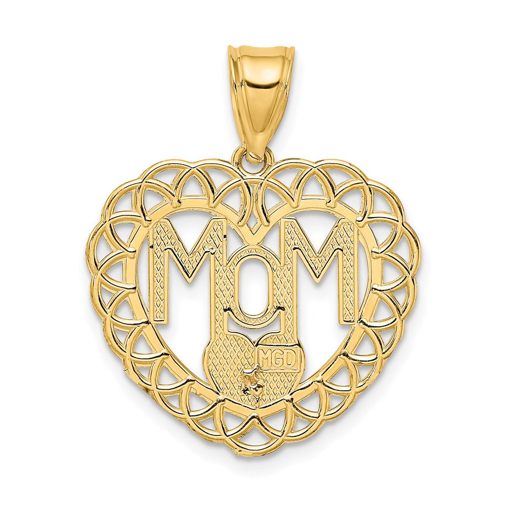 14k Two-tone MOM in Heart Frame Charm