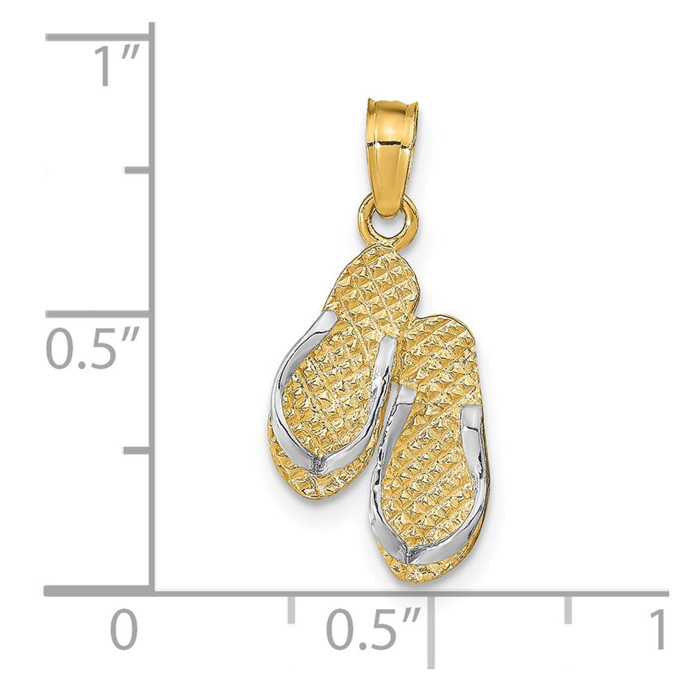14k w/Rhodium 3D HAWAII Double Flip-Flop Pendant