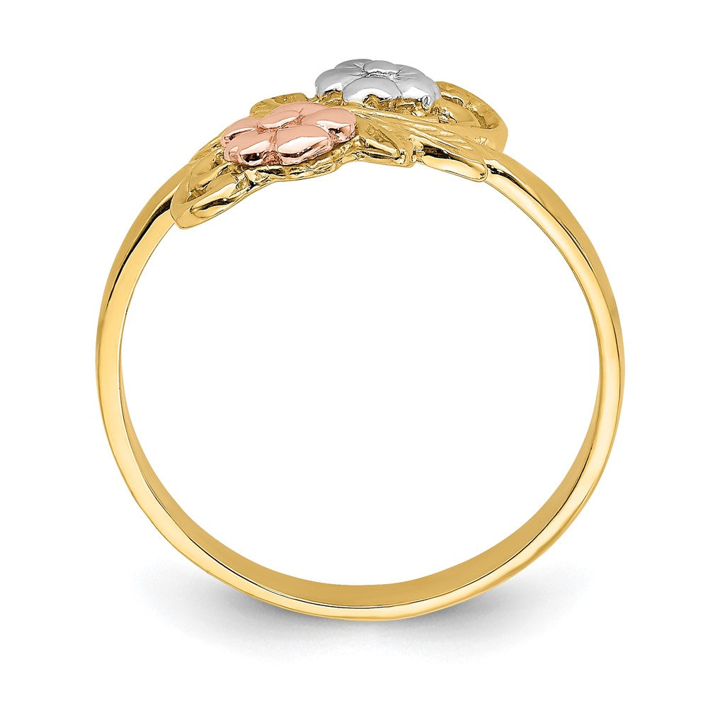 14k Two-tone w/White Rhodium Flower Ring