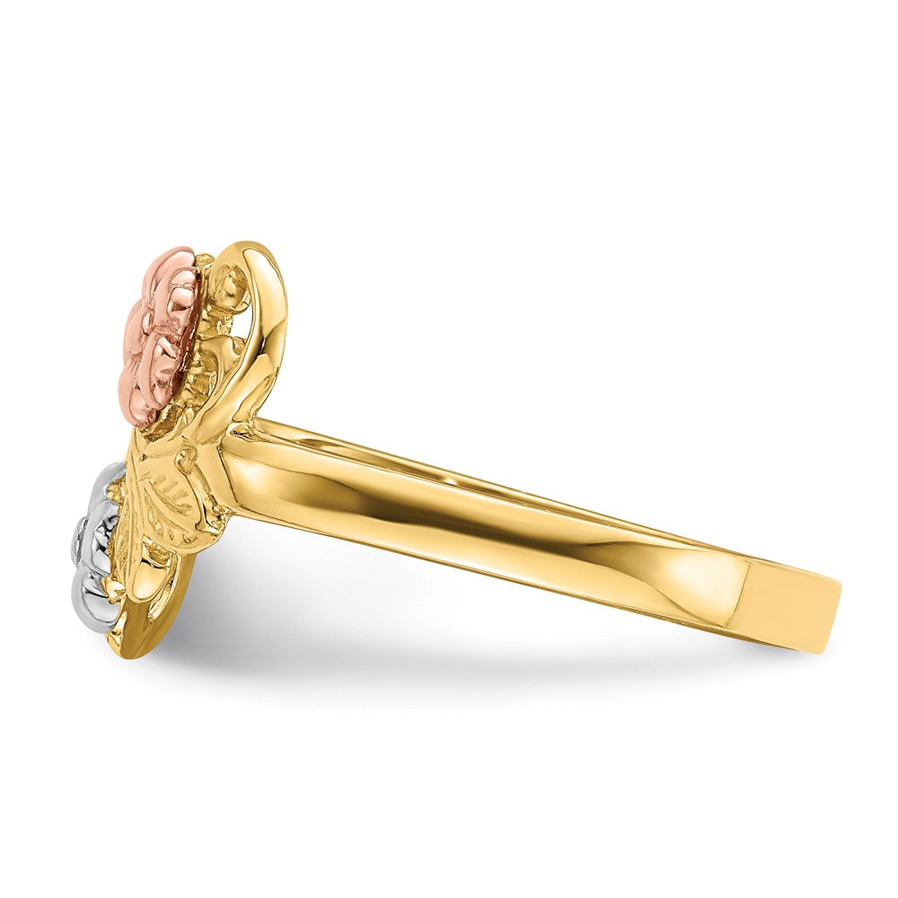 14k Two-tone w/White Rhodium Flower Ring