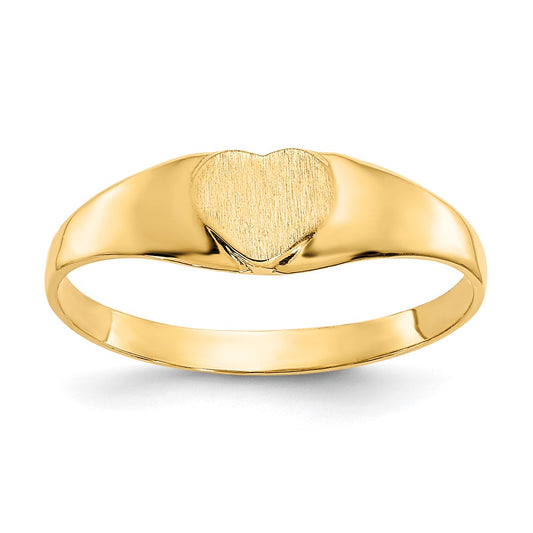 14k Satin Heart Signet Ring