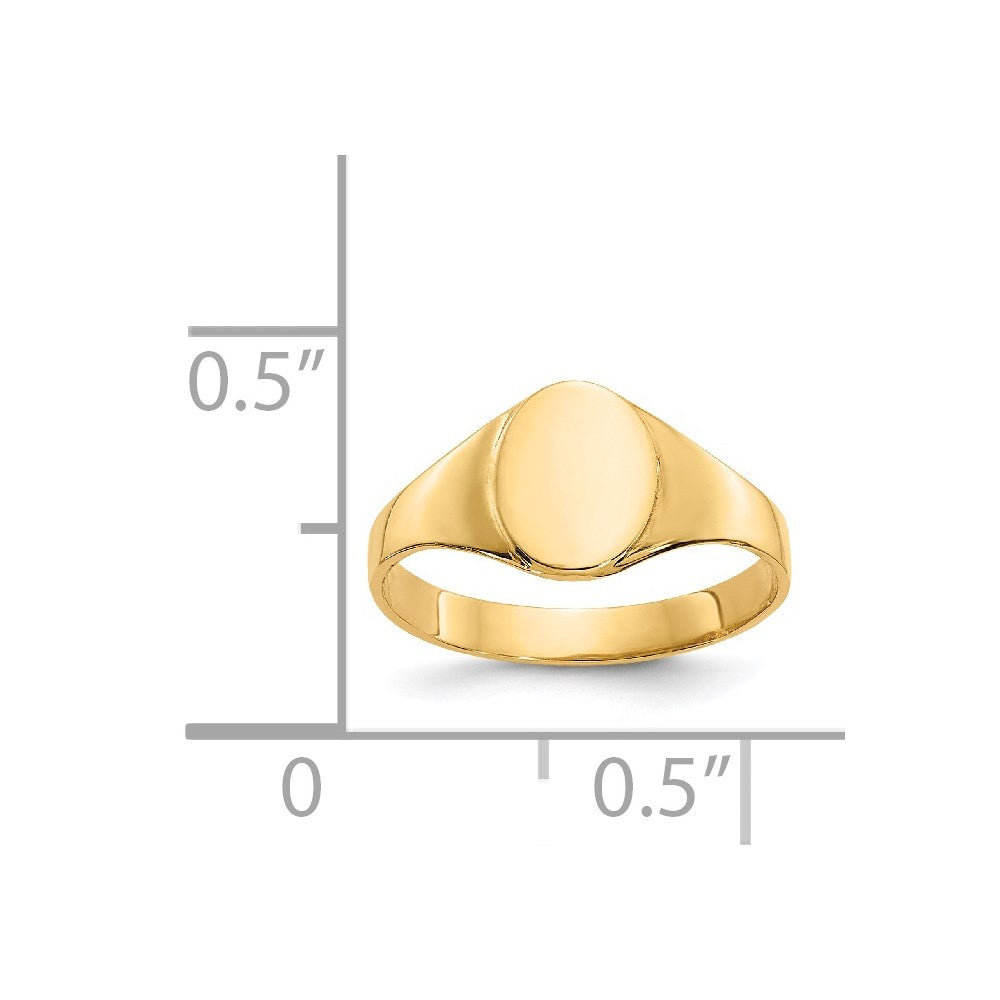 14k High Polished Oval Closed Back Signet Ring