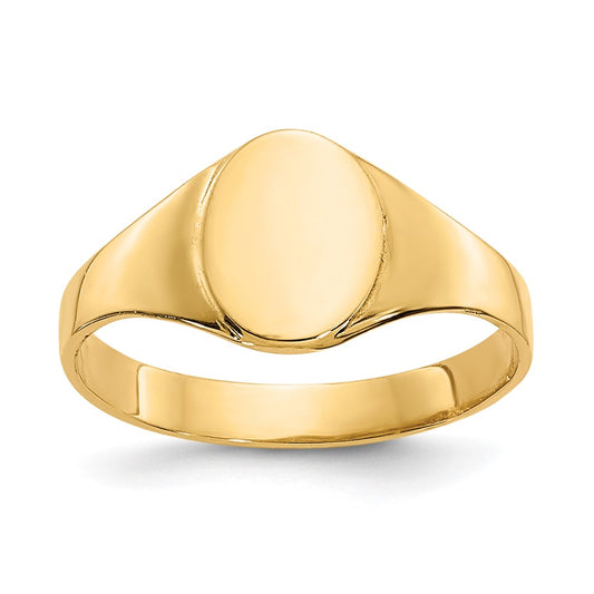 14k High Polished Oval Closed Back Signet Ring