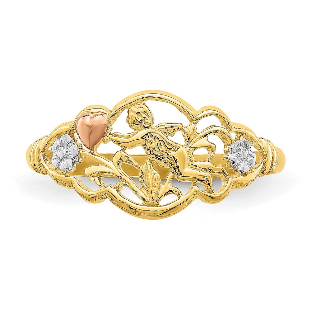 14K Two-tone W/White Rhodium Angel Ring