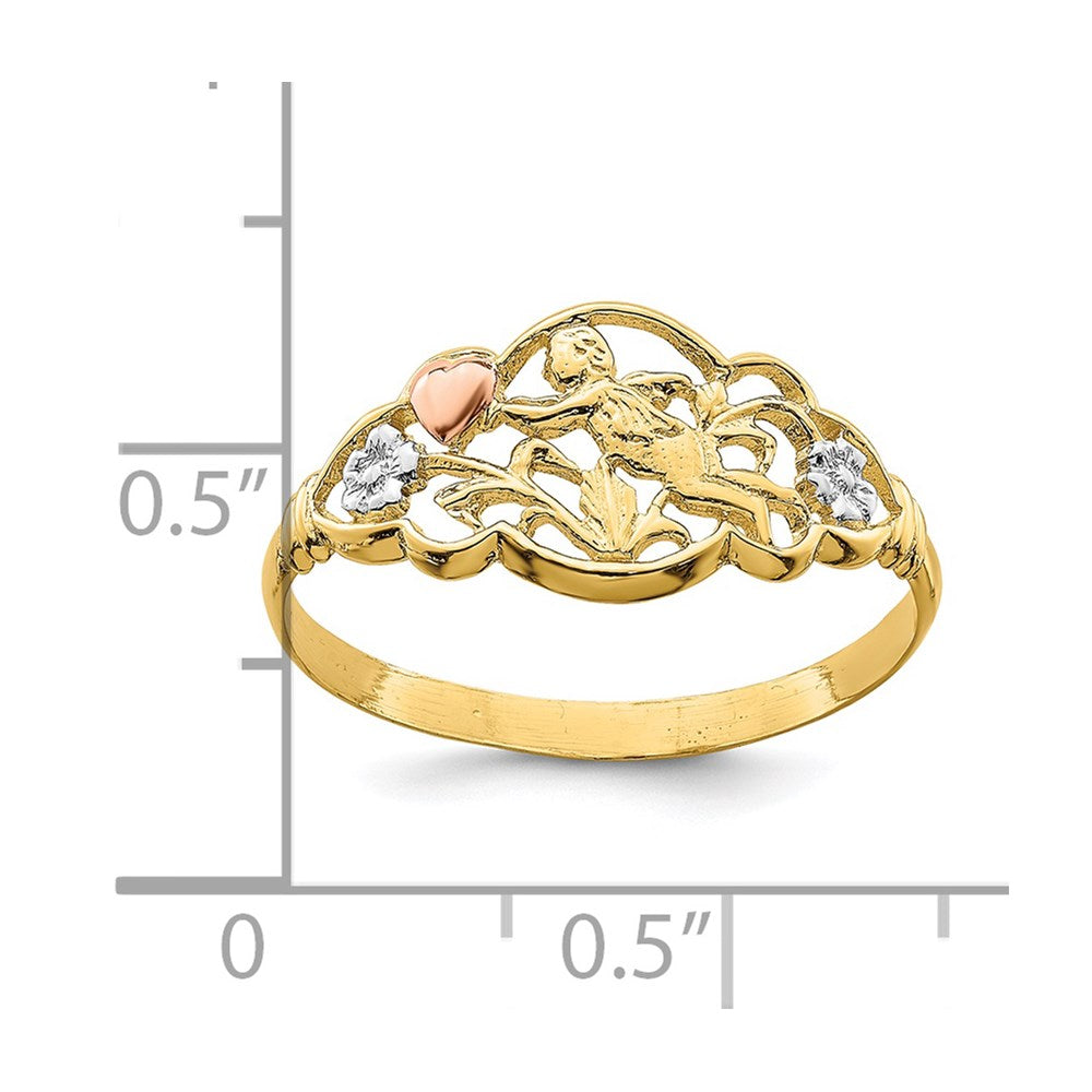14K Two-tone W/White Rhodium Angel Ring