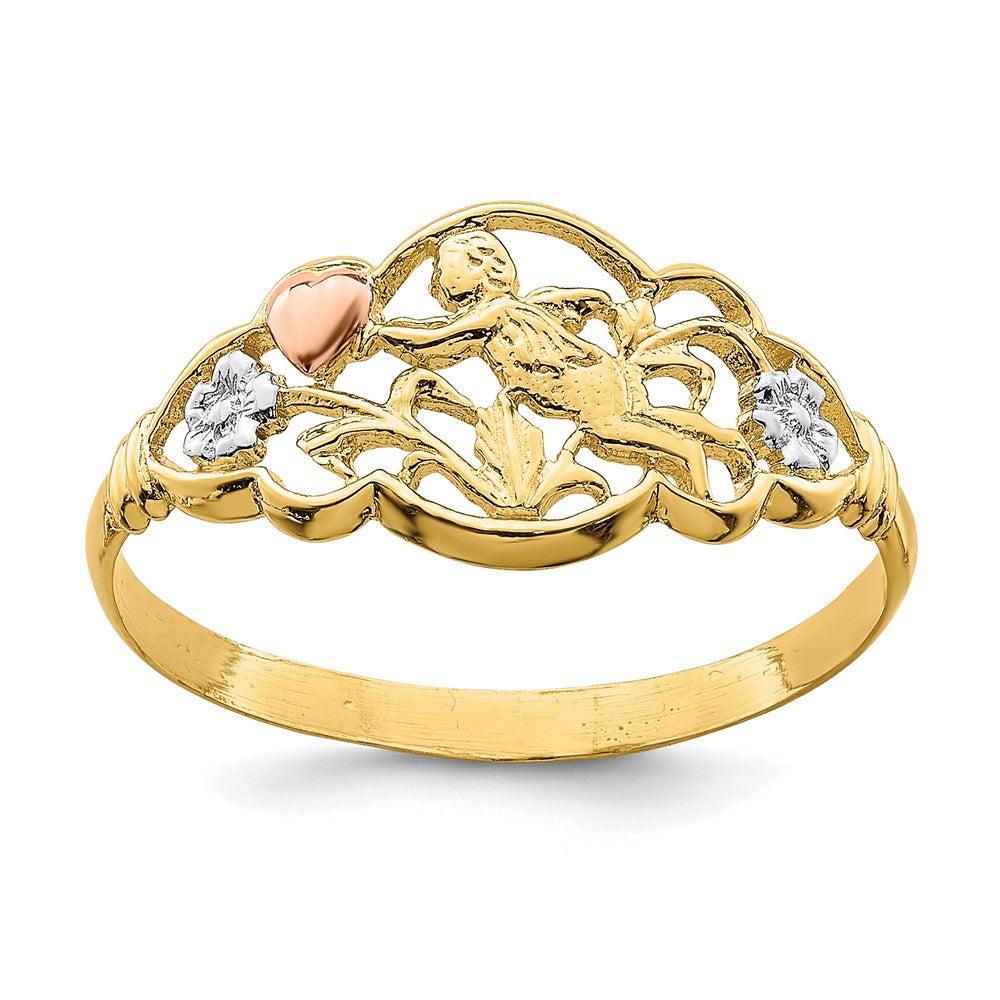 14K Two-tone W/White Rhodium Angel Ring