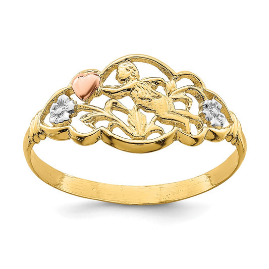 14K Two-tone W/White Rhodium Angel Ring