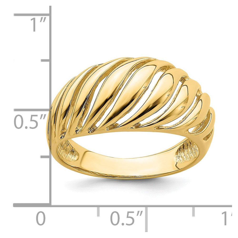 14k Open Slash Dome Ring