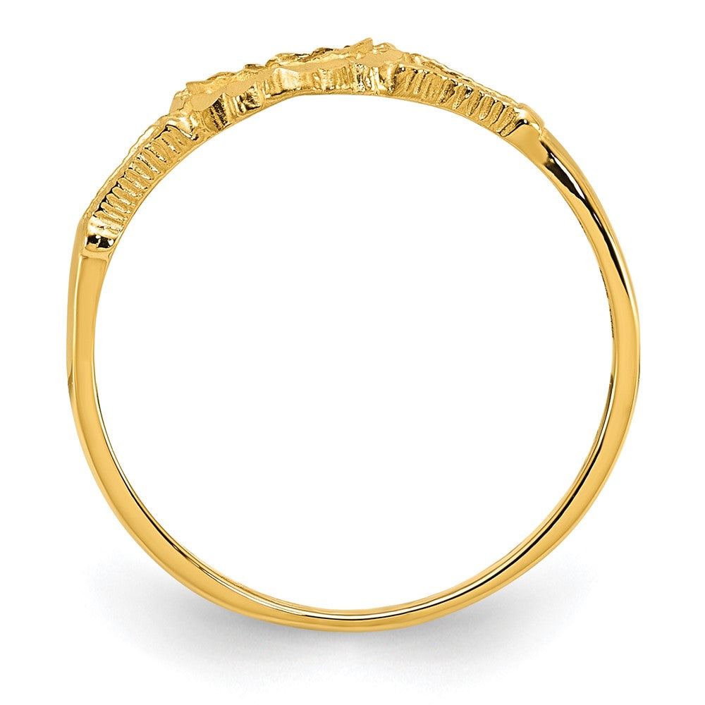 14K Diamond-Cut Heart & Cross Ring