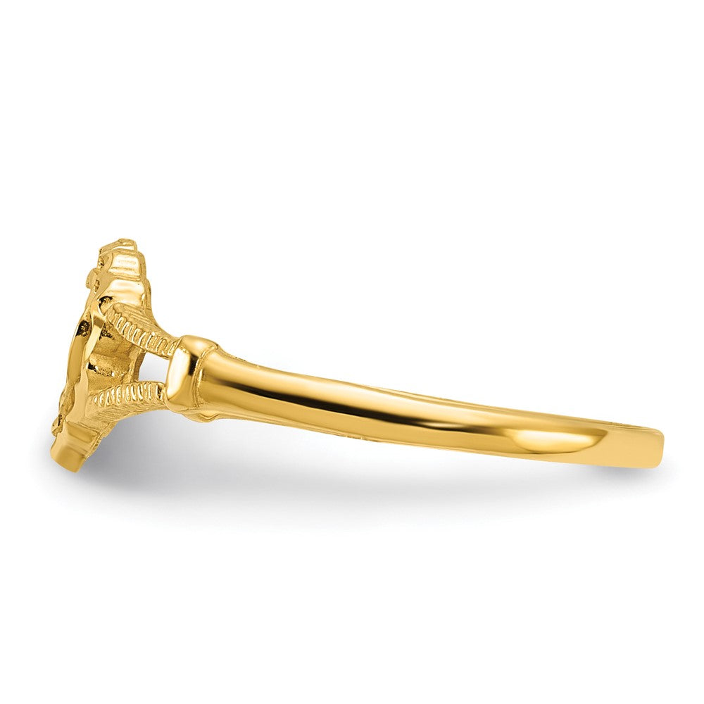14K Diamond-Cut Heart & Cross Ring