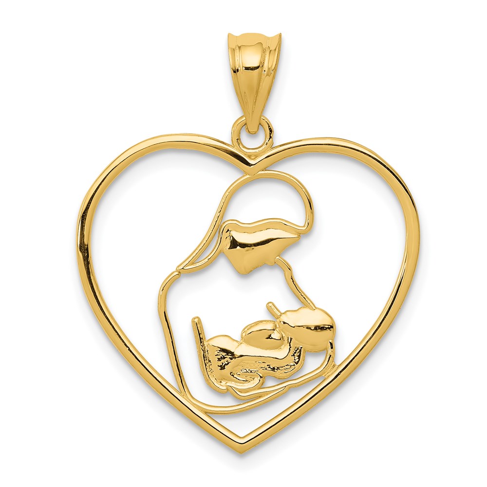 14k Mother and in Heart Pendant