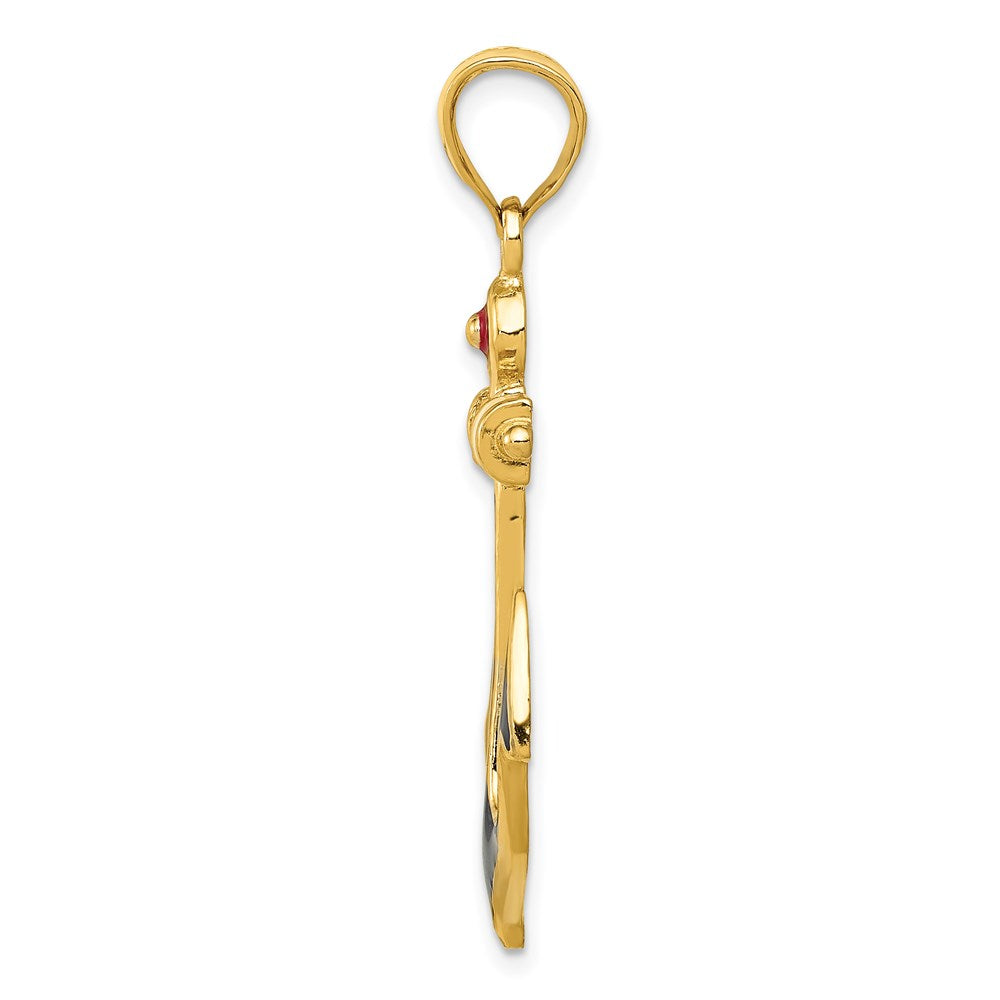 14K 2-D Red, White, and Blue Enameled Anchor Pendant
