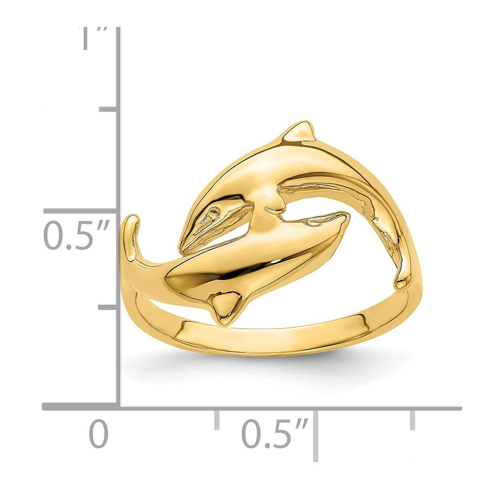 14K Double Dolphin Ring