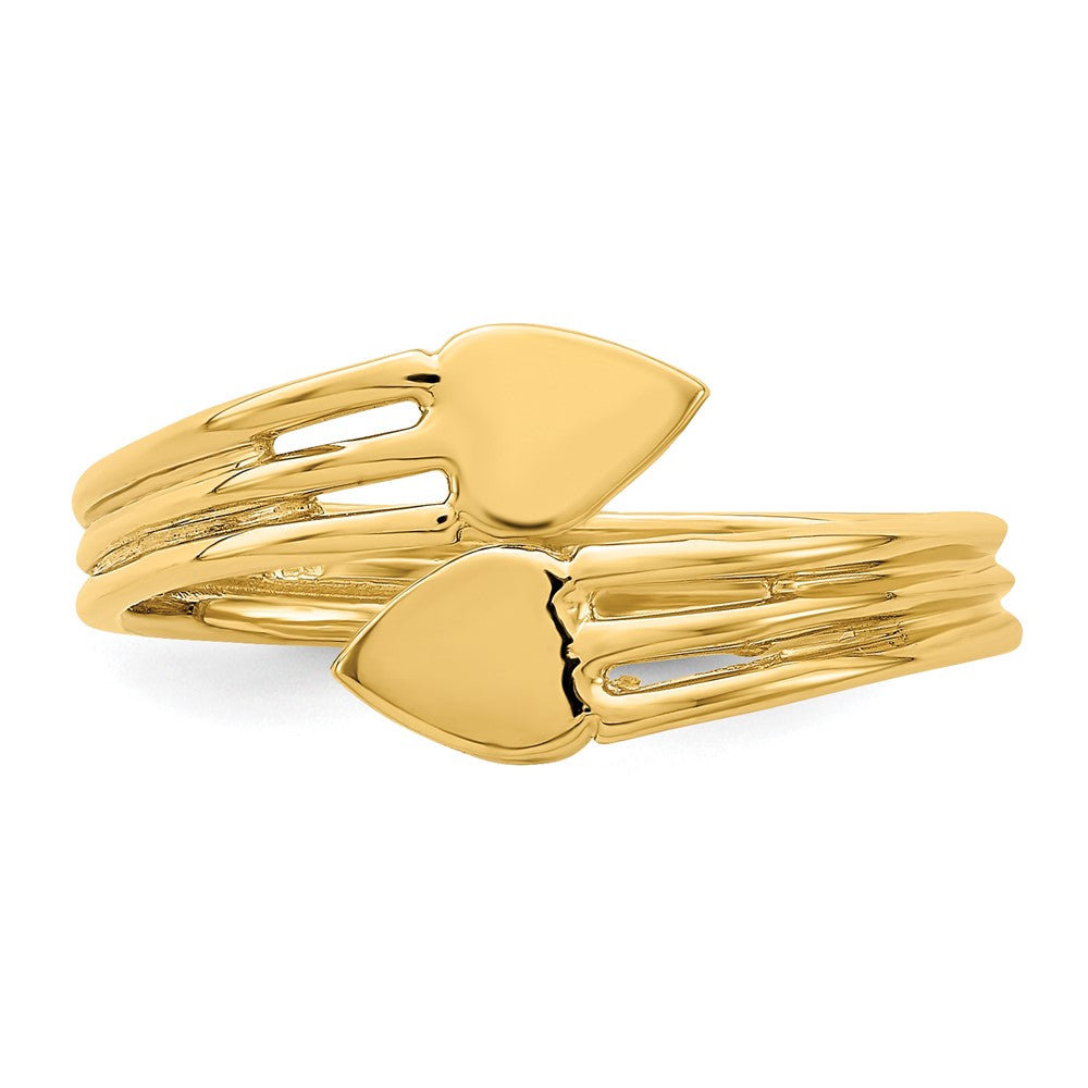 14K Two Heart Bypass Ring