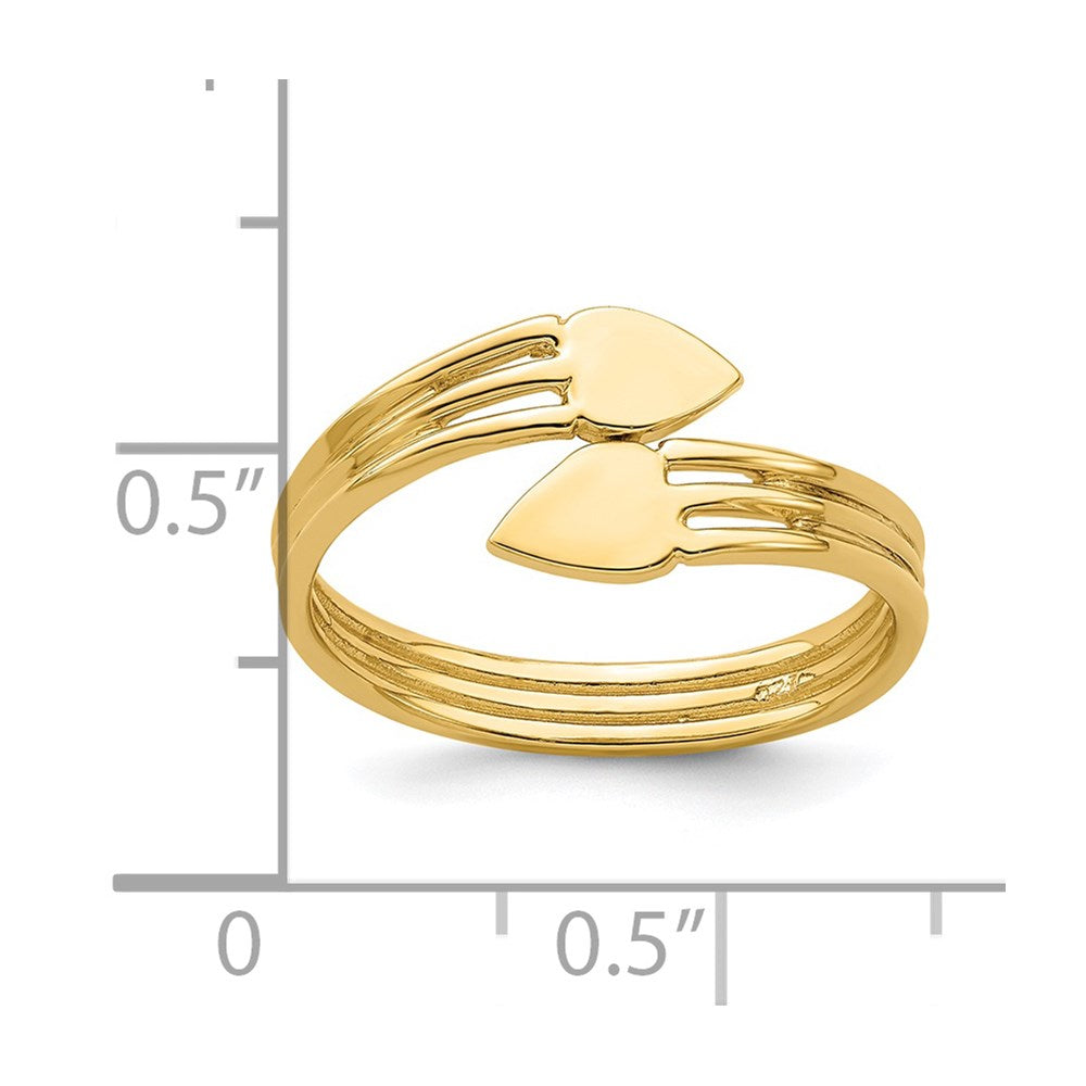14K Two Heart Bypass Ring
