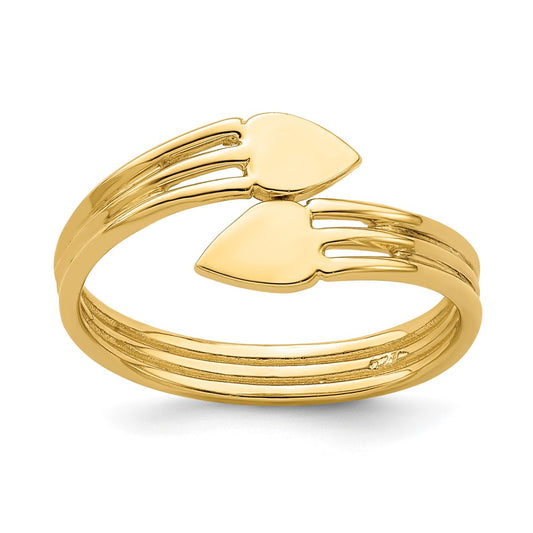 14K Two Heart Bypass Ring