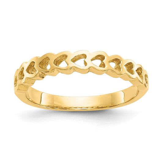 14k Polished Hearts Ring