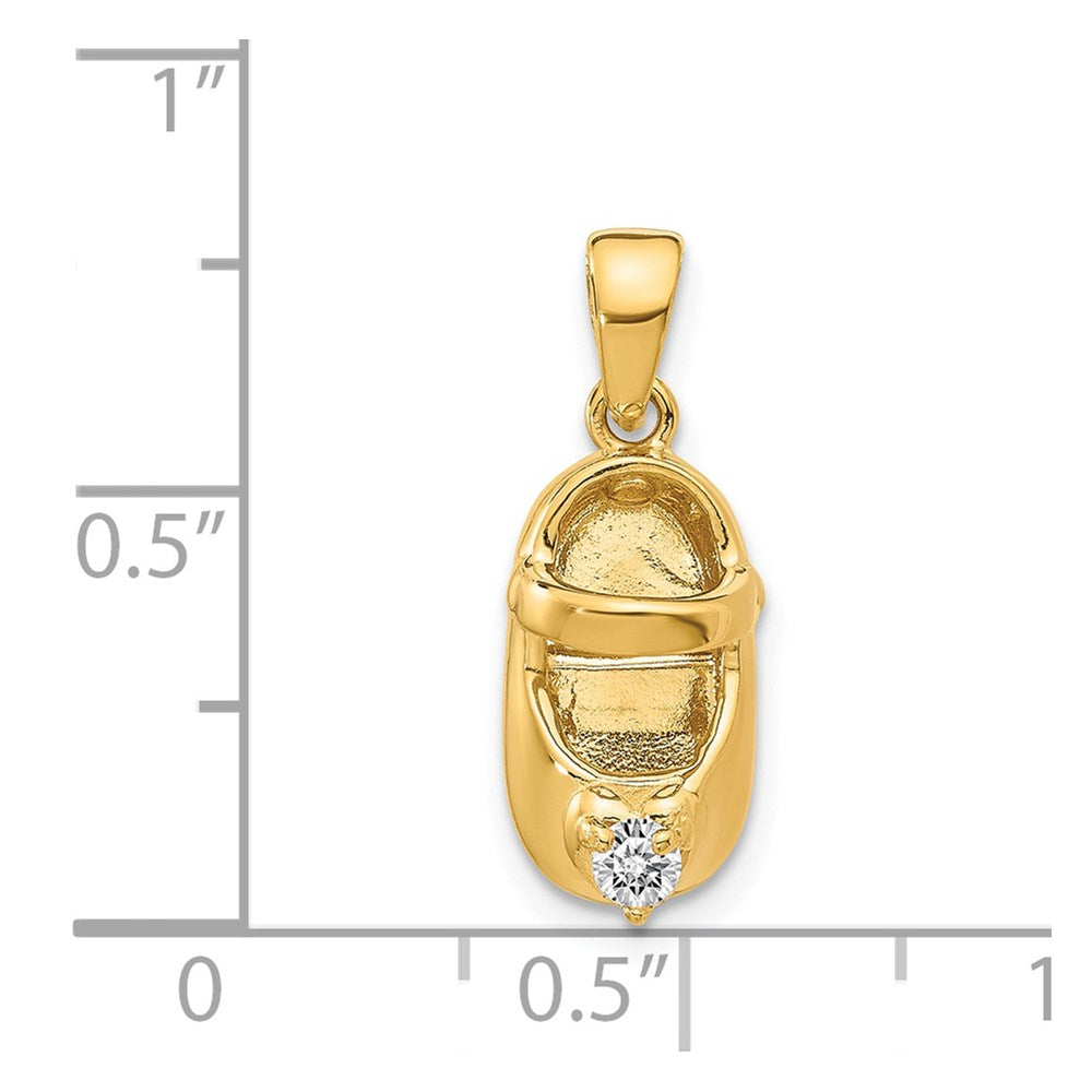 14k 3-D April/Synthetic Stone Engraveable Shoe Charm