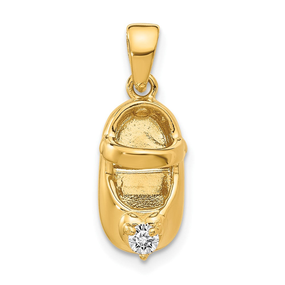 14k 3-D April/Synthetic Stone Engraveable Shoe Charm