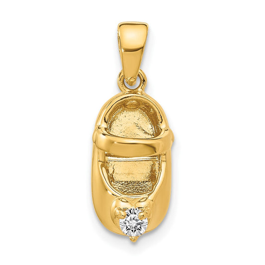 14k 3-D April/Synthetic Stone Engraveable Shoe Charm