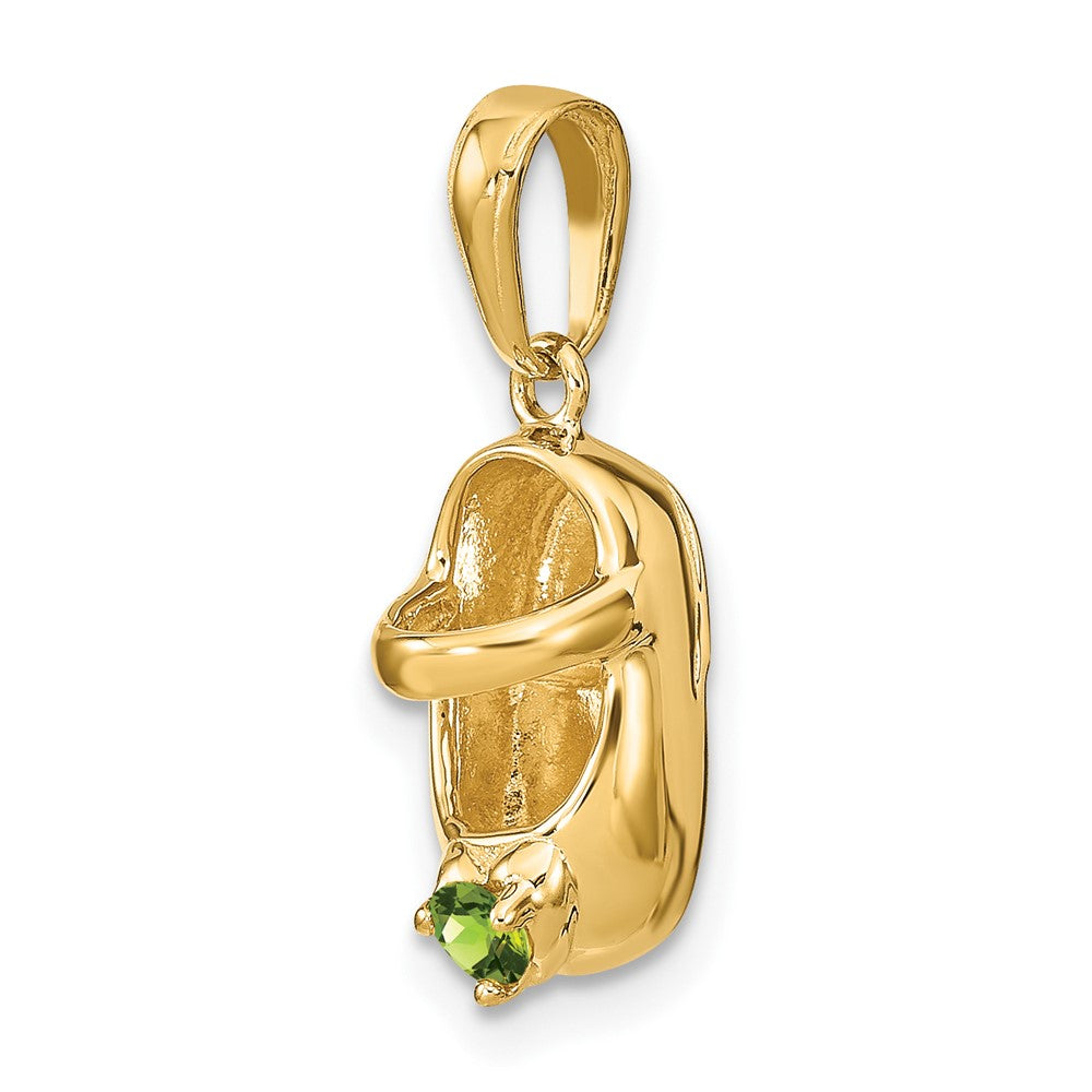 14k 3-D August/Synthetic Stone Engraveable Shoe Charm