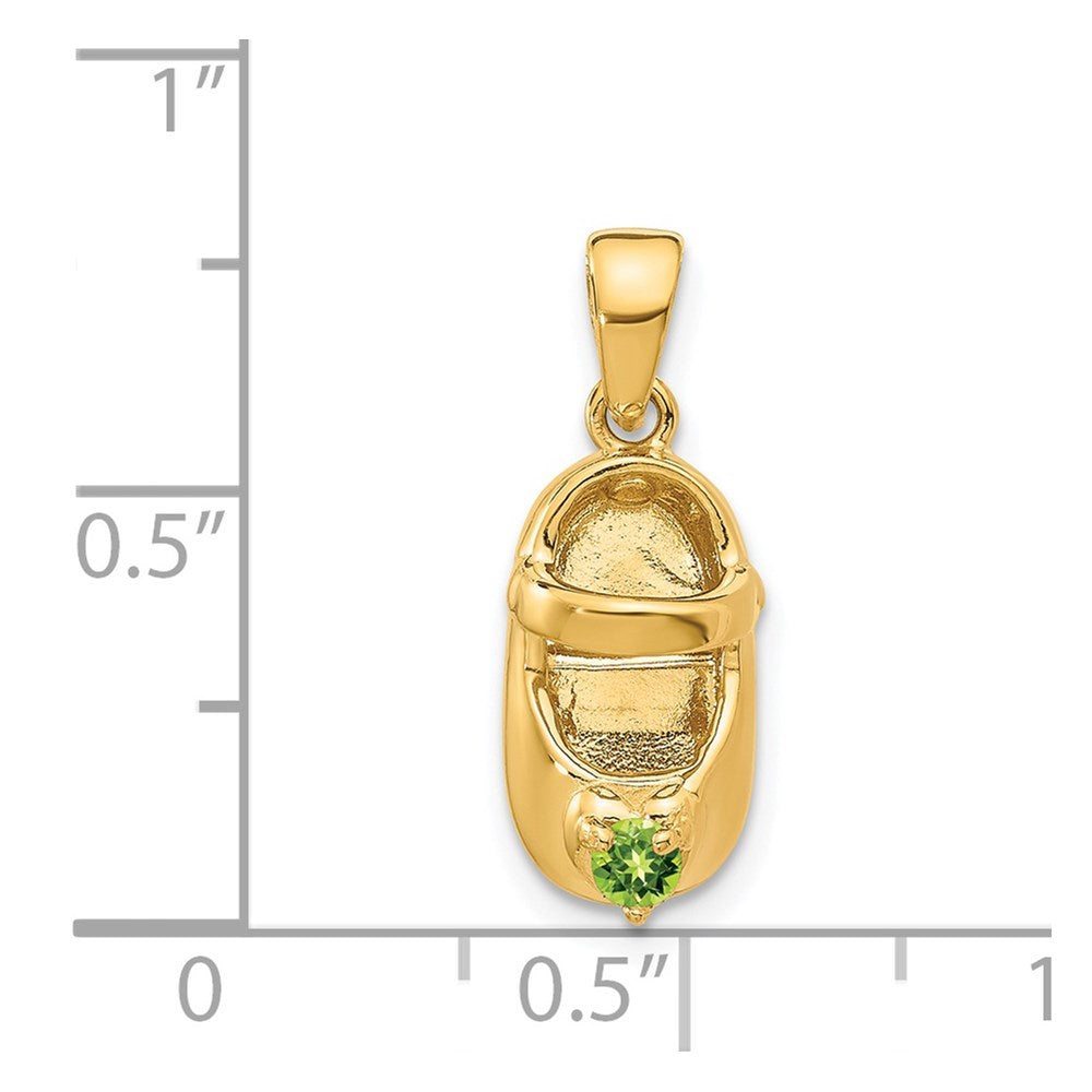 14k 3-D August/Synthetic Stone Engraveable Shoe Charm