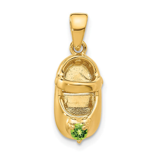 14k 3-D August/Synthetic Stone Engraveable Shoe Charm