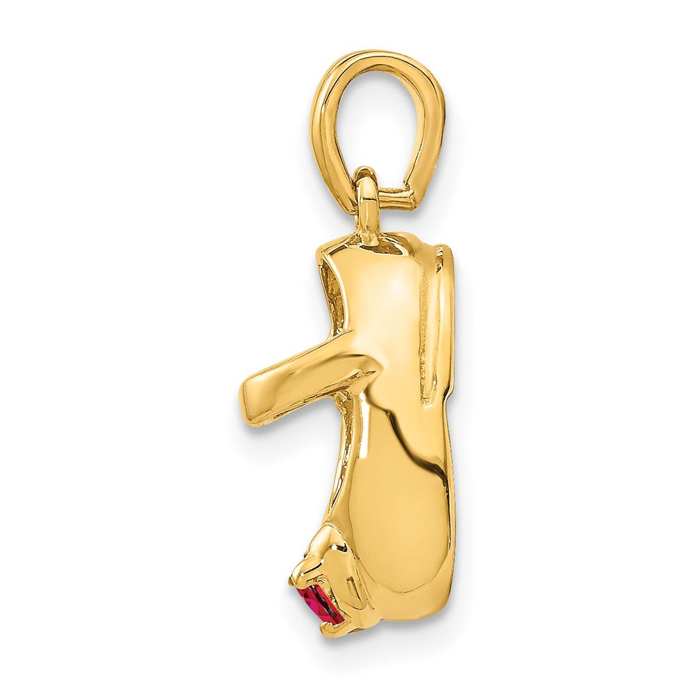 14k 3-D July/Synthetic Stone Engraveable Shoe Charm