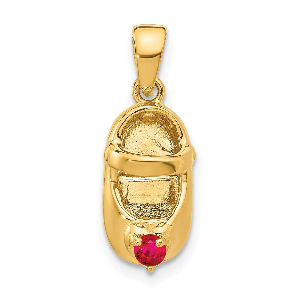 14k 3-D July/Synthetic Stone Engraveable Shoe Charm