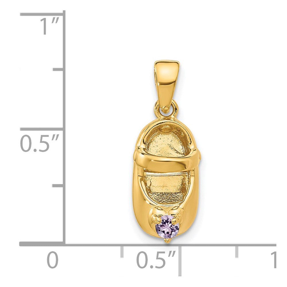 14k 3-D June Synthetic Stone Engraveable Shoe Charm