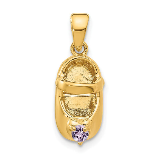 14k 3-D June Synthetic Stone Engraveable Shoe Charm