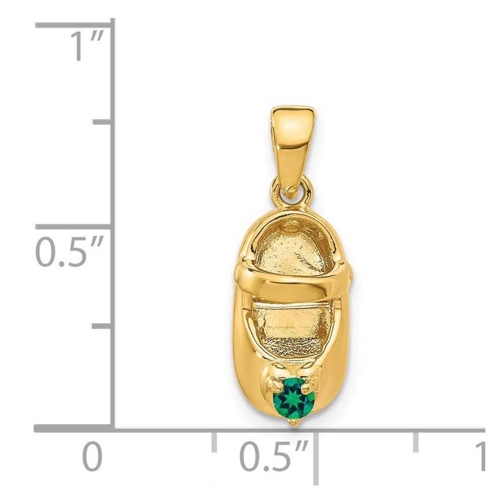 14k 3-D May/Synthetic Stone Engraveable Shoe Charm