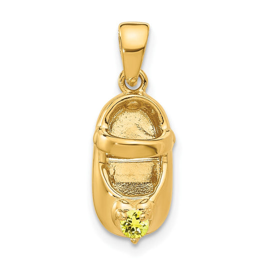 14k 3-D November/Synthetic Stone Engraveable Shoe Charm