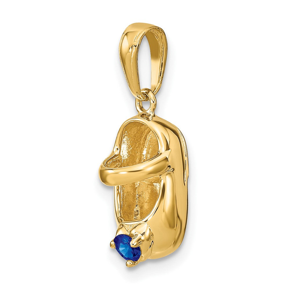 14k 3-D September/Synthetic Stone Engraveable Shoe Charm