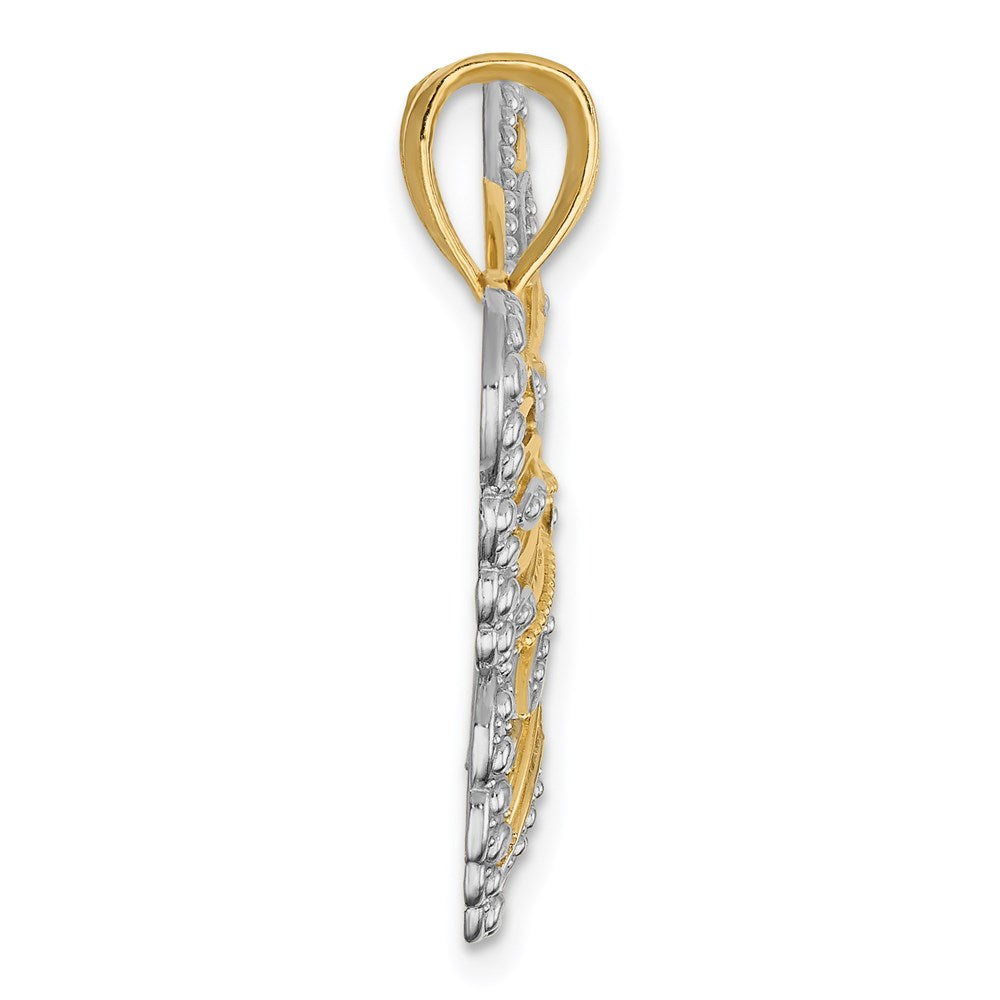 14k and Rhodium Butterfly Pendant
