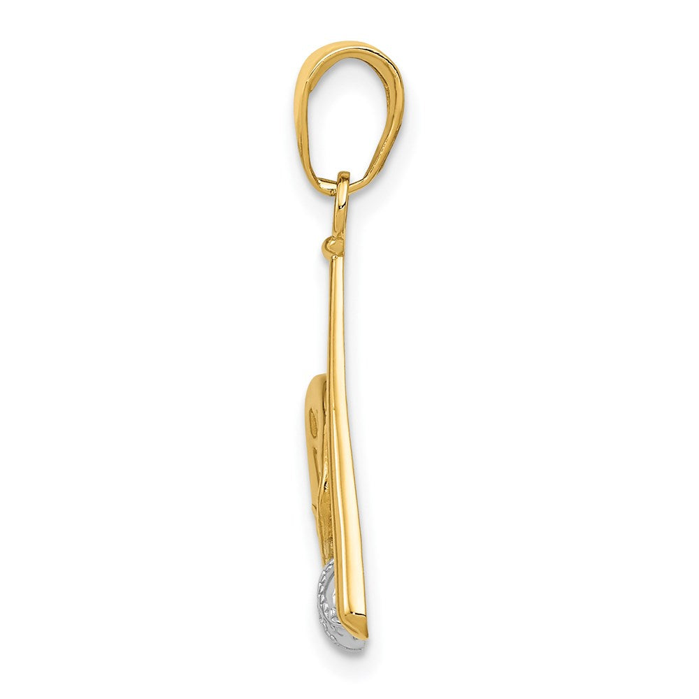 14K w/Rhodium Baseball, Bat, and Glove Pendant