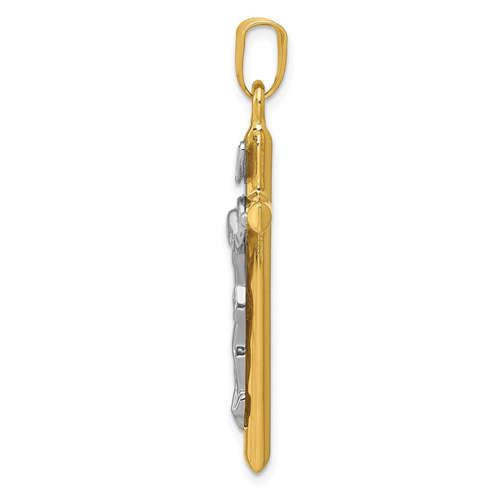 14k Two-tone INRI Crucifix Pendant