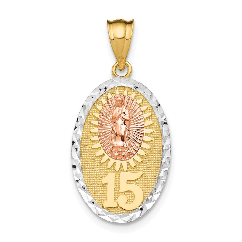 14K Two-tone w/White Rhodium Guadalupe 15 Pendant