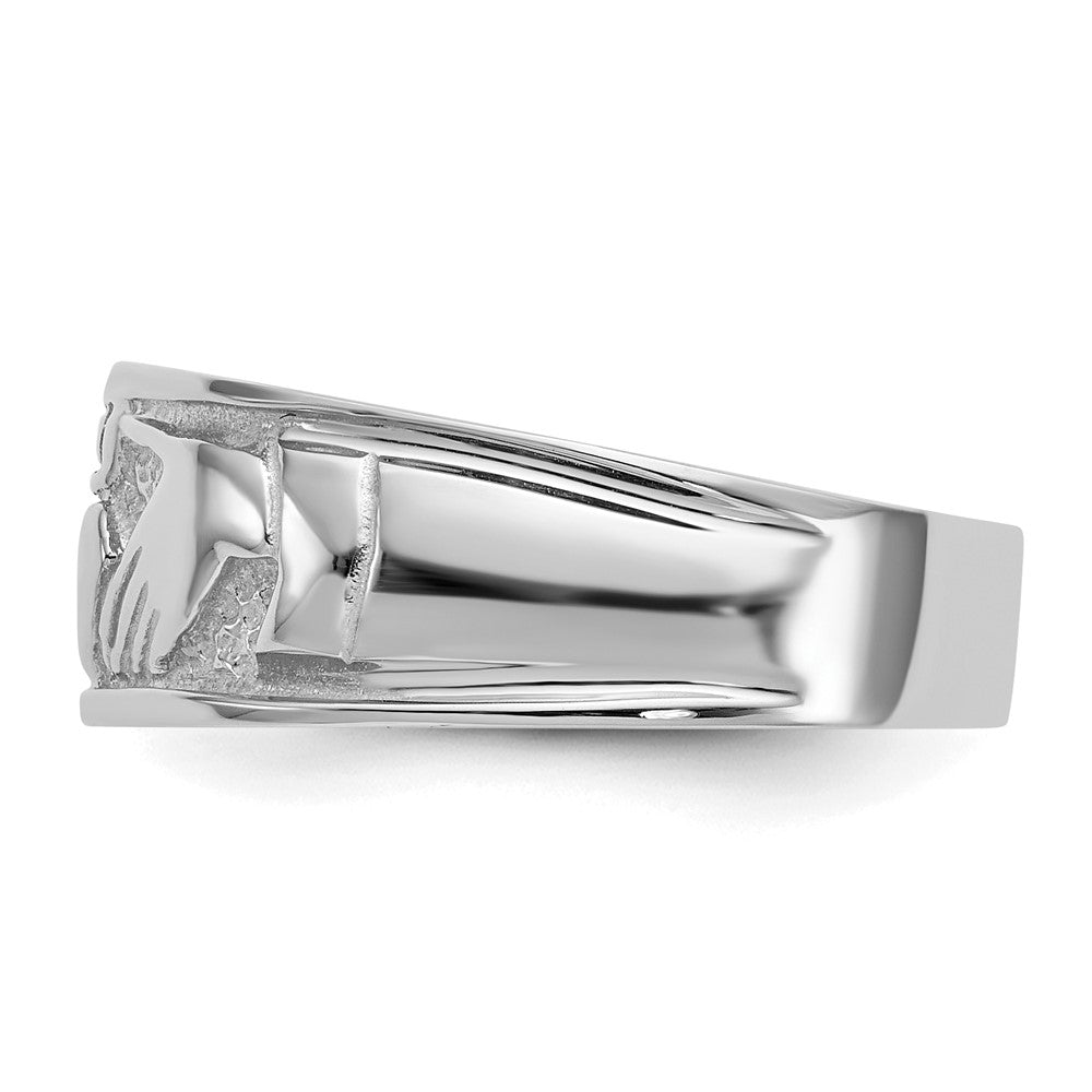 14k White Gold Polished Claddagh Band