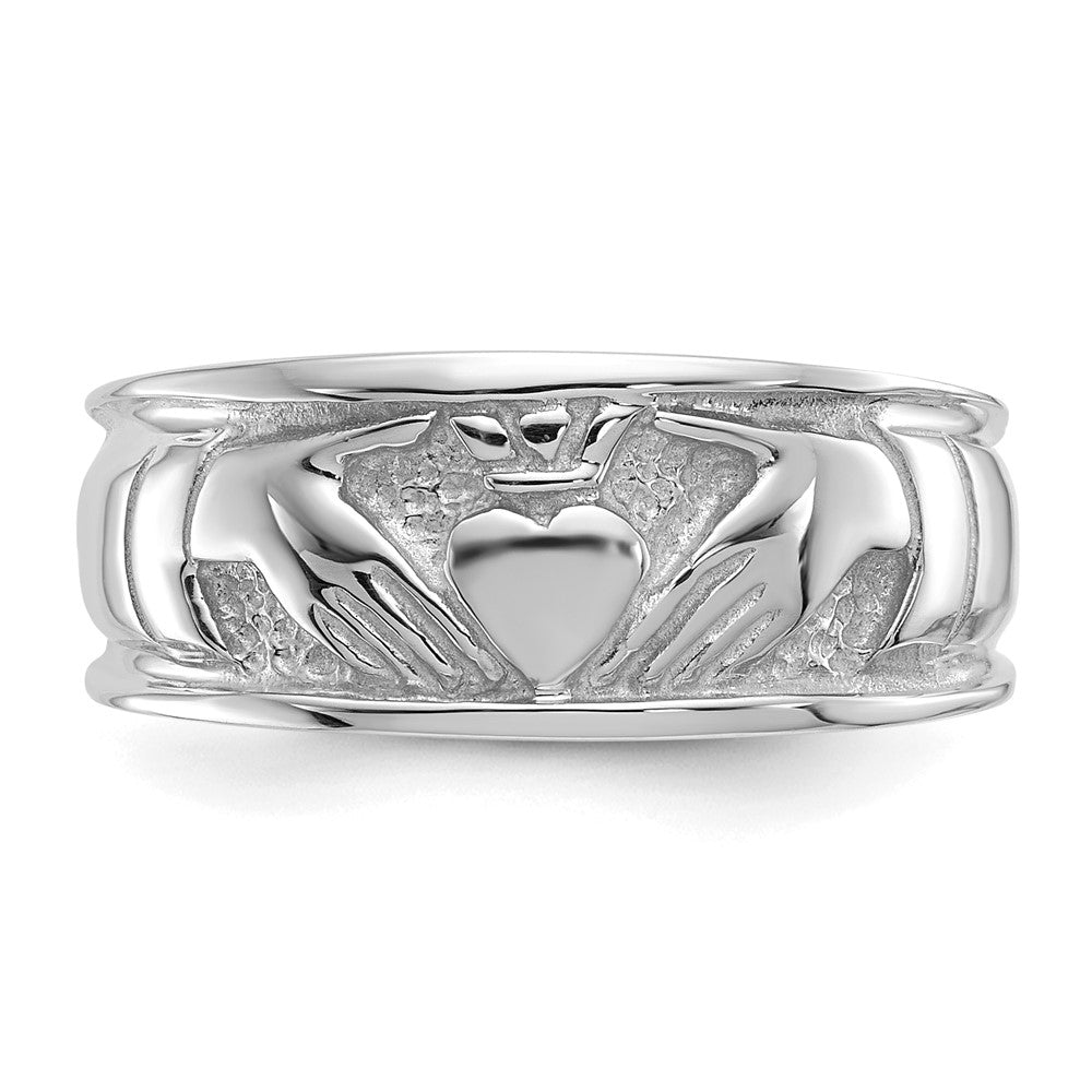 14k White Gold Polished Claddagh Band
