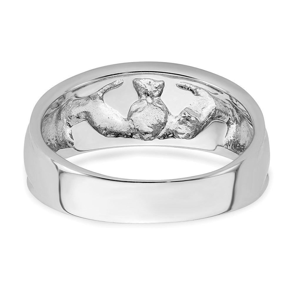 14k White Gold Polished Claddagh Band