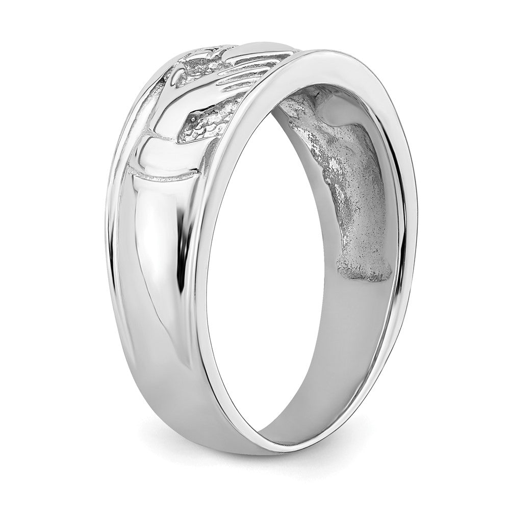 14k White Gold Polished Claddagh Band