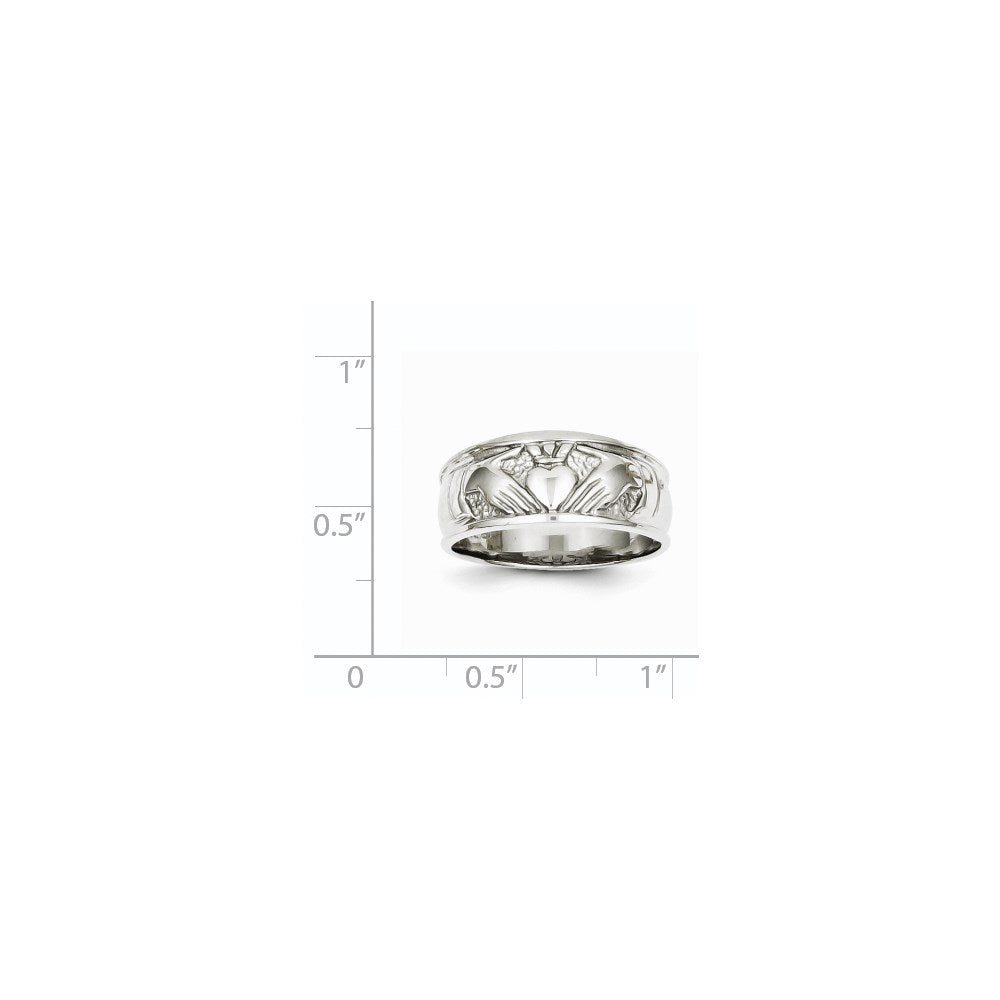 14k White Gold Polished Claddagh Band