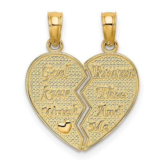 14k Break-Apart KEEP WATCH BETWEEN Heart Charm