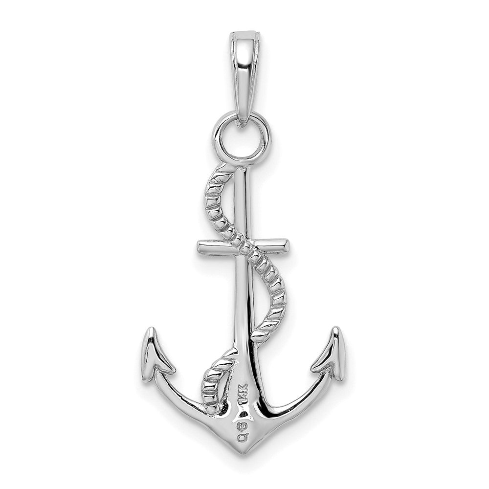 14K White Gold Gold Polished Anchor W/Rope Pendant