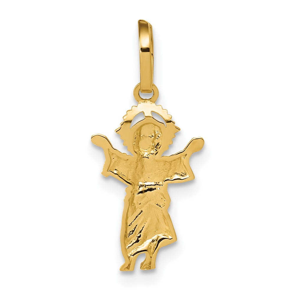 14k with Rhodium D/C Polished Jesus Pendant