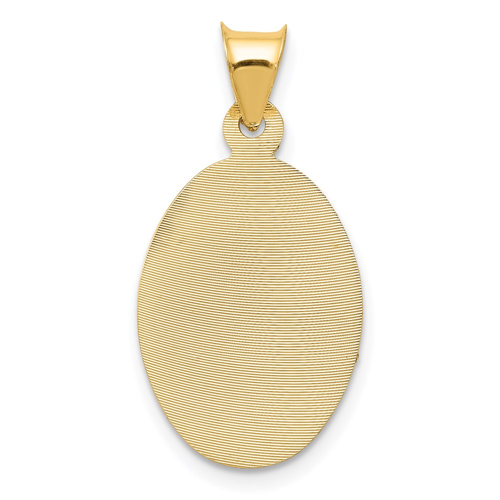14K w/Rose and White Rhodium D/C Sagrado Corazon Oval Pendant