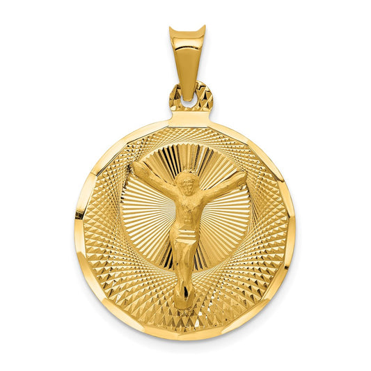 14K Polished D/C Corpus Circle Pendant