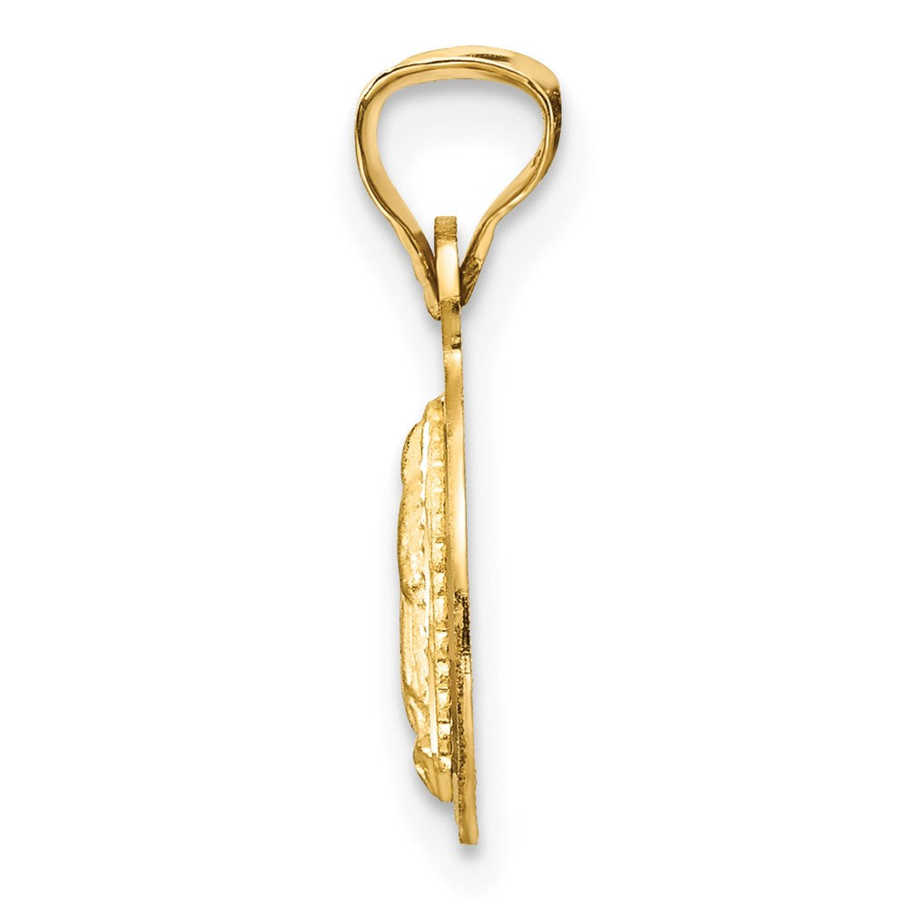 14K w/Rhodium Polished D/C Of Guadalupe Circle Pendant