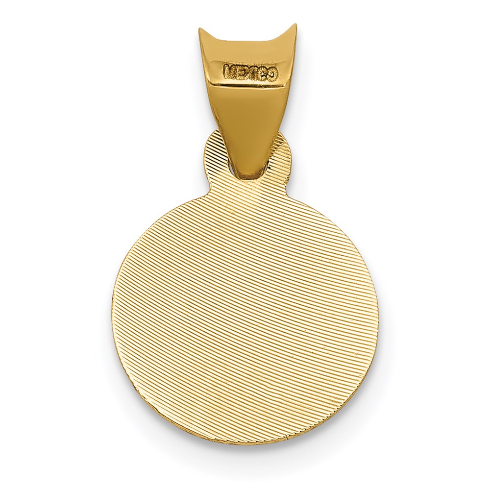 14K w/Rhodium Polished D/C Of Guadalupe Circle Pendant